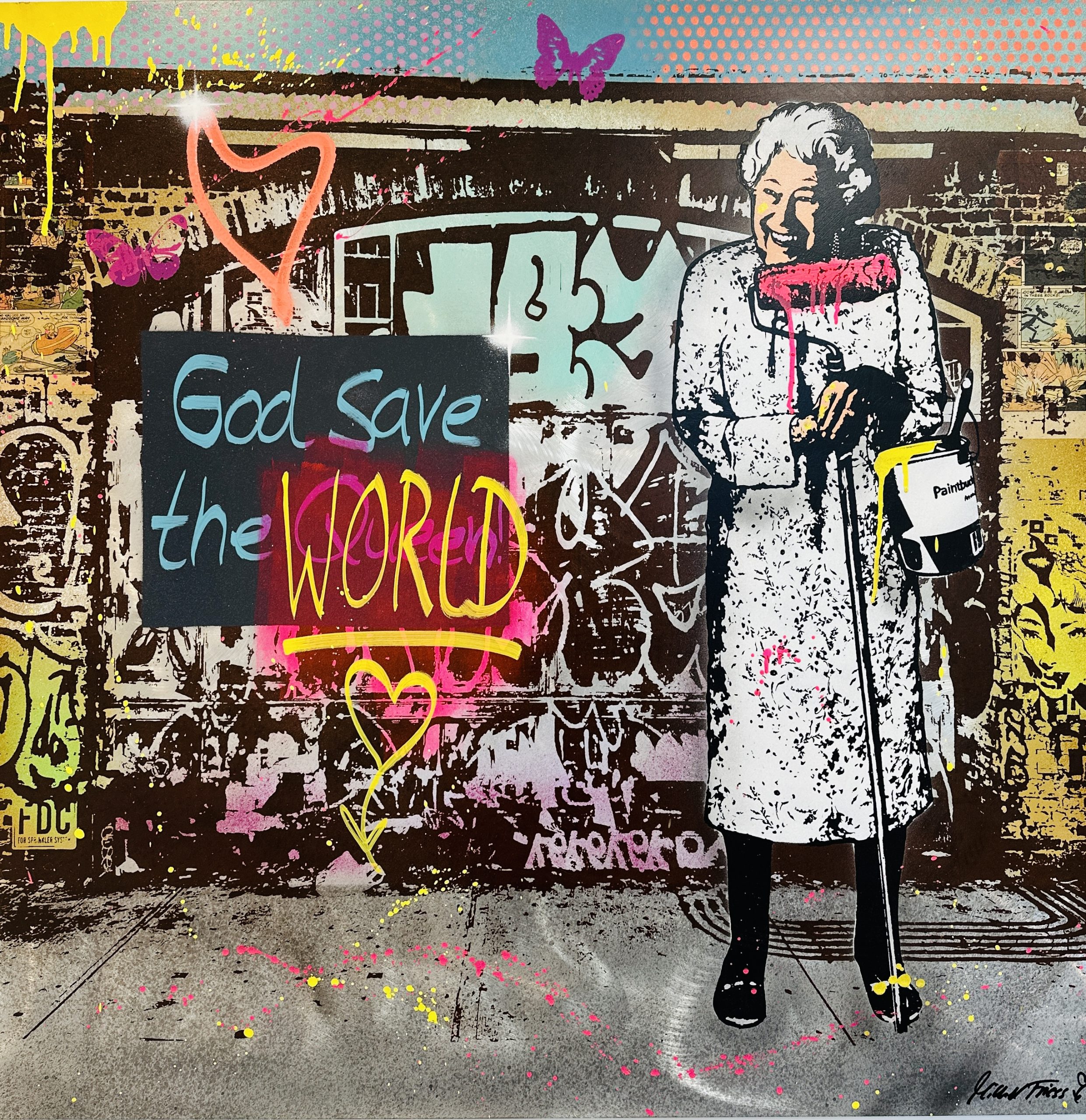 God save the world , 100cm x 100cm , Acryl auf Aluminium, 2023