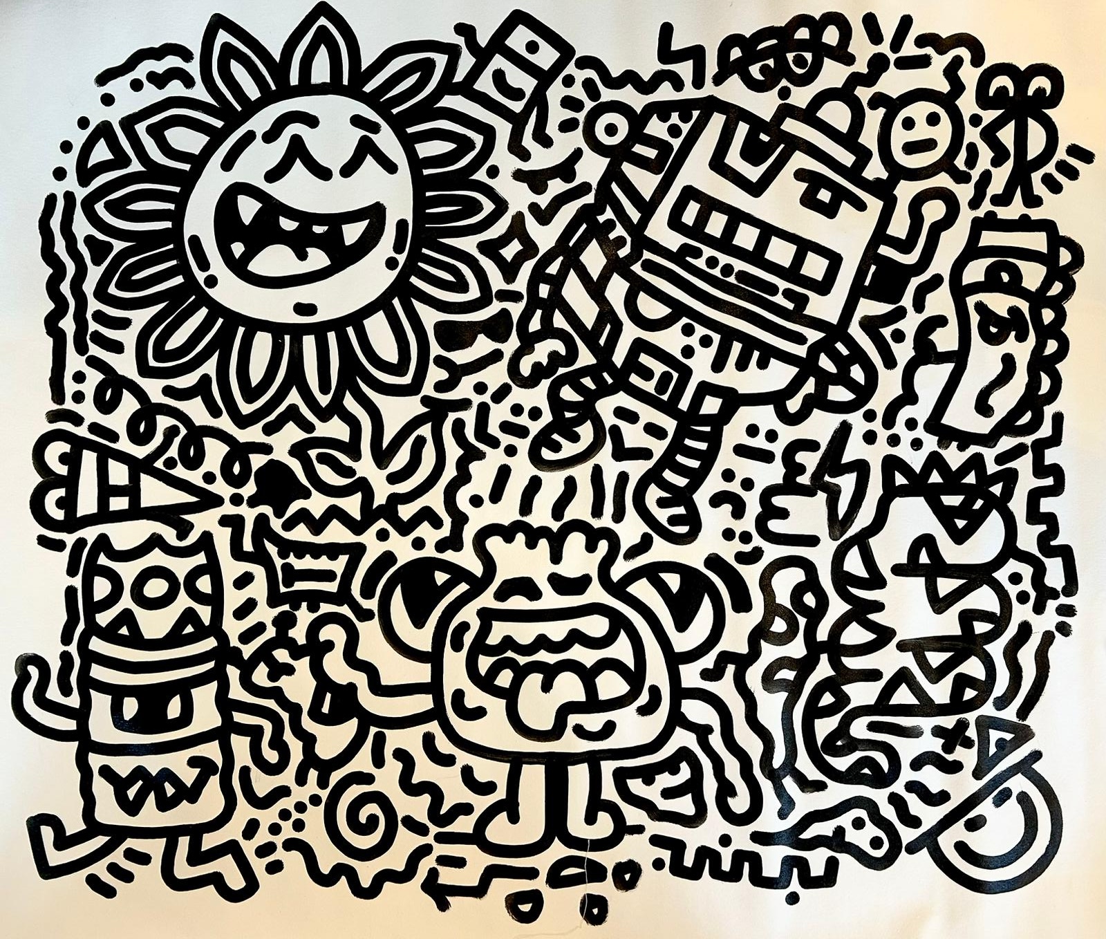 Friends , 140x120, Marker on Canvas,2021