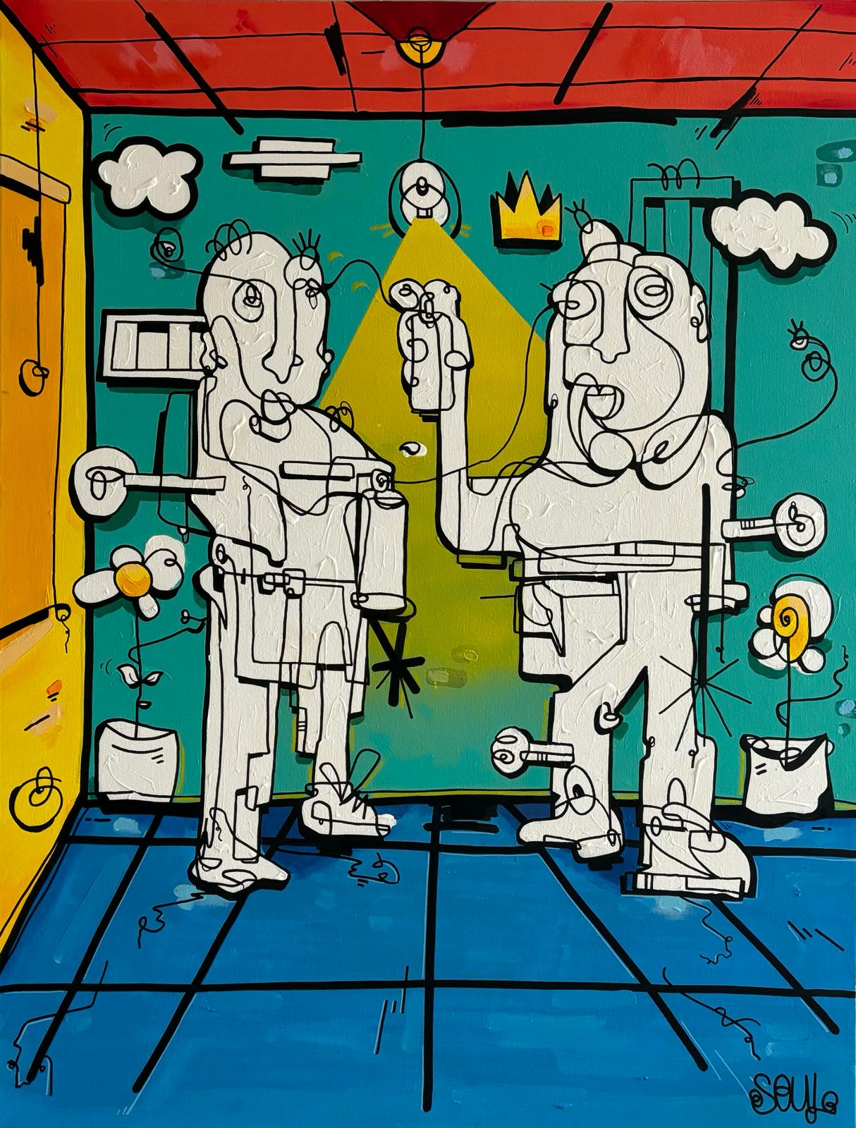 Künstler_Souleyman Boukobza alias Soulgraffart Titel_Connecting light, Material_ Acryl auf LW, Größe_110x100 Jahr 2024
