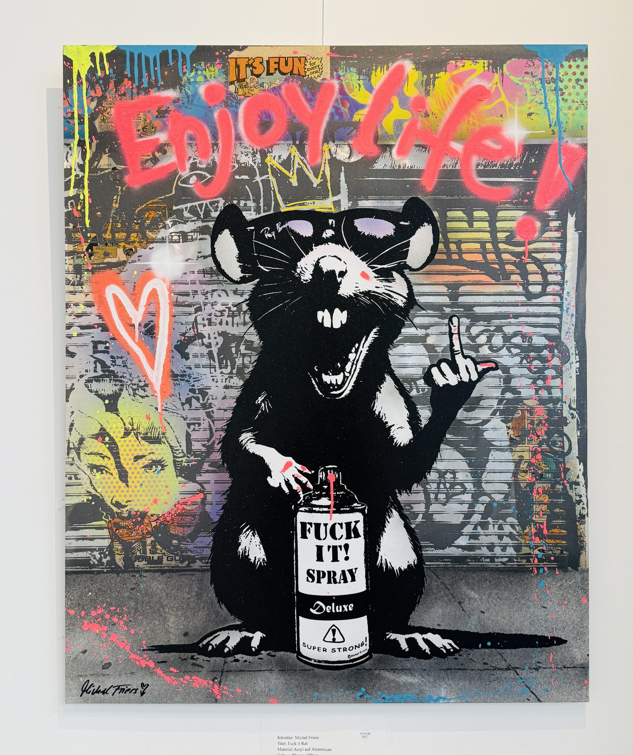 MICHEL FRIESS, Titel_ Fuck it Rat, Material_ Acryl auf Aluminium, Größe_ 80cm x 100cm,Jahr 2025